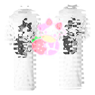 Kawaii Strawberry Cow Kawaii Kids Cottagecore Clothes Unisex T-Shirt | Mazezy