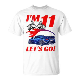 Kids 11 Year Old 11Th Racing Racecar Birthday Party Boys Girls Unisex T-Shirt - Monsterry DE