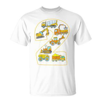 Kids 2Nd Birthday Bulldozer Truck Excavator 2 Year Old Boy Kids Unisex T-Shirt | Mazezy