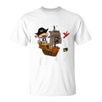 Kids 4 Year Old Pirate Birthday Party Pirates Ship Arr 4Th Gift Unisex T-Shirt | Mazezy