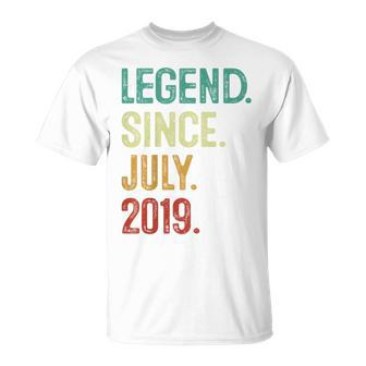 Kids 4 Years Old Legend Since July 2019 4Th Birthday Unisex T-Shirt | Mazezy