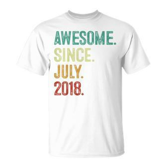 Kids 5 Year Old Awesome Since July 2018 5Th Birthday Unisex T-Shirt | Mazezy