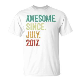Kids 6 Year Old Awesome Since July 2017 6Th Birthday Unisex T-Shirt | Mazezy