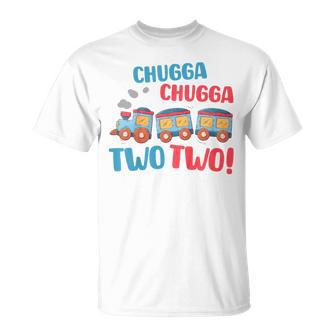 Kids Birthday 2 Year Old Gifts Chugga Two Two Party Theme Trains Unisex T-Shirt - Seseable