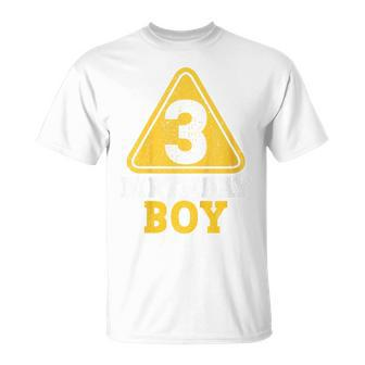 Kids Birthday Boy 3 Three Construction Sign 3Rd Birthday Toddler Unisex T-Shirt | Mazezy UK