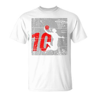 Kids Distressed 10 Year Old 10Th Basketball Birthday Slam Dunk Unisex T-Shirt | Mazezy UK
