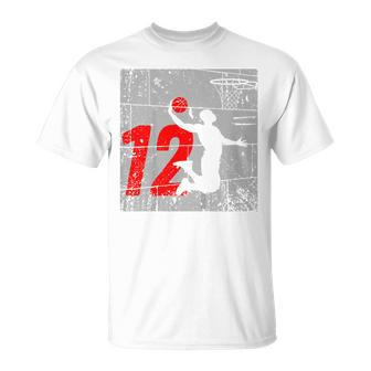 Kids Distressed 12 Year Old 12Th Basketball Birthday Slam Dunk Unisex T-Shirt | Mazezy