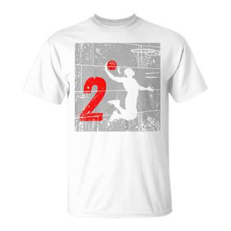 Kids Distressed 2 Year Old 2Nd Basketball Birthday Slam Dunk Unisex T-Shirt | Mazezy CA