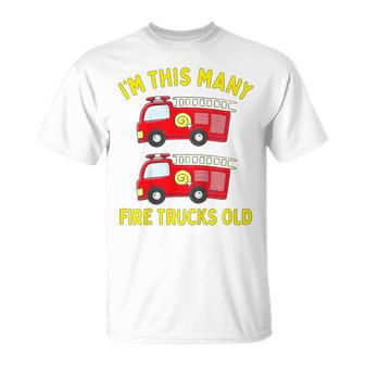 Kids Fire Truck 2Nd Birthday Boy Toddler Firefighter 2 Two Unisex T-Shirt | Mazezy