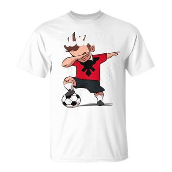 Kids Funny Dabbing Soccer Albania Soccer Albanian Gift Unisex T-Shirt | Mazezy