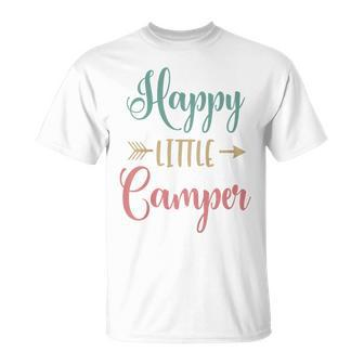 Kids Happy Little Camper Boy Girl Present Kids Cute Camping Child Unisex T-Shirt | Mazezy
