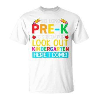 Kids So Long Pre K Kindergarten Here Graduate Last Day Of School Unisex T-Shirt - Seseable