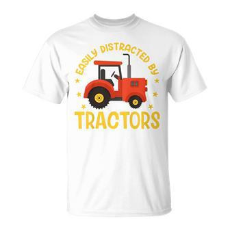 Kids Tractor Toddler Boys Farm Easily Distracted By Tractors Unisex T-Shirt - Seseable