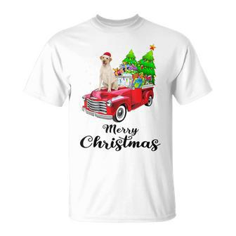 Labrador Retriever Ride Red Truck Christmas Pajama T-Shirt | Mazezy