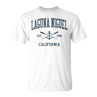 Laguna Niguel Ca Vintage Navy Crossed Oars & Boat Anchor T-Shirt | Mazezy