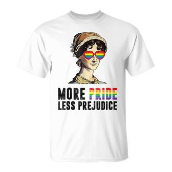 Lgbt Gay Proud Ally Pride Month More Pride Less Prejudice Pride Month Funny Designs Funny Gifts Unisex T-Shirt | Mazezy