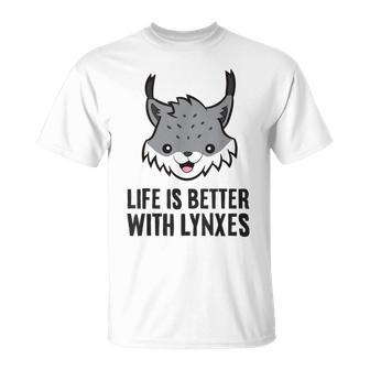 Life Is Better With Lynxes Cute Eurasian Lynx Cat T-Shirt | Mazezy