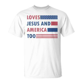 Loves Jesus And America Too Retro Unisex T-Shirt - Monsterry CA