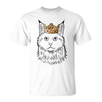 Maine Coon Cat Wearing Crown T-Shirt | Mazezy