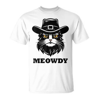 Meowdy Meme Mashup Cat Meow Howdy Graphic Cat T-Shirt - Seseable