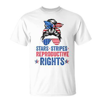 Messy Bun American Flag Stars Stripes Reproductive Rights  Unisex T-Shirt