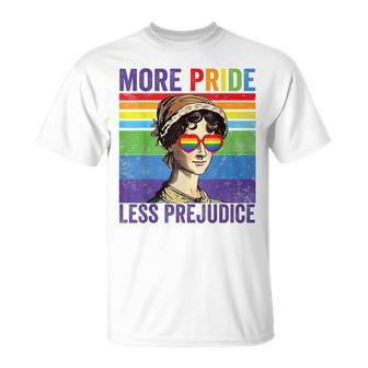 More Pride Less Prejudice Pride Month Funny Unisex T-Shirt - Seseable