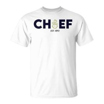 Navy Chief With Inset Anchor- Blue And Gold Unisex T-Shirt | Mazezy