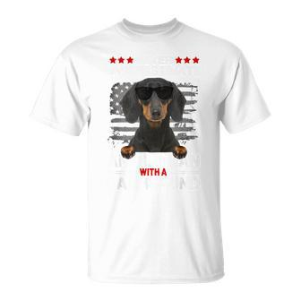 Never Underestimate An Old Man With A Dachshund Dog Dad Old Man Funny Gifts Unisex T-Shirt