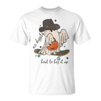 No Diggity Bout To Bag It Up Western Halloween Cute Ghost T-Shirt - Monsterry