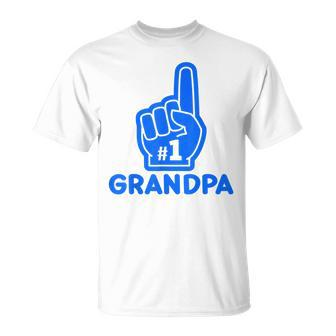 Number One Grandpa Father Day Birthday Granpa 1 Foam Finger Unisex T-Shirt | Mazezy