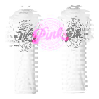 In October We Wear Pink Ribbon Breast Cancer Awareness T-Shirt - Seseable
