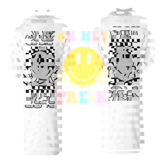 Oh Hey Pre-K Hippie Smile Face Retro Back To School T-Shirt | Seseable CA