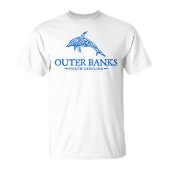 Outer Banks North Carolina Dolphin Retro Throwback Souvenir T-Shirt | Mazezy