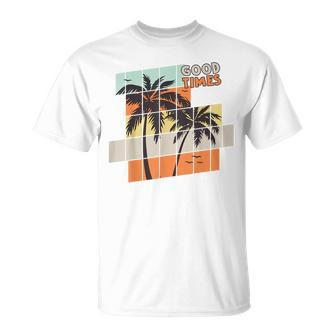 Palm Trees Good Times Retro Palm Trees Beach Summer Unisex T-Shirt - Monsterry CA