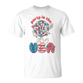 Party In The Usa 4Th Of July Patriotic Disco Ball Retro Patriotic Funny Gifts Unisex T-Shirt | Mazezy