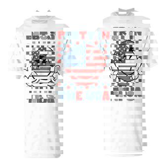 Party In The Usa Happy Face Smile American Flag 4Th Of July Usa Funny Gifts Unisex T-Shirt | Mazezy
