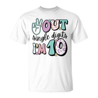 Peace Out Single Digits Im 10 Cute Retro 10Th Birthday Ten T-shirt - Thegiftio UK