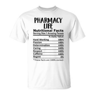 Pharmacy Life Nutrition Facts Funny Unisex T-Shirt | Mazezy