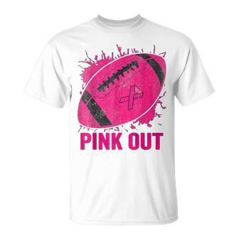 Pink Out Breast Cancer Awareness Football Breast Cancer T-Shirt - Seseable