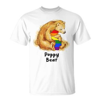 Poppy Bear Proud Dad Lgbt Gay Pride Lgbt Dad Gifts Unisex T-Shirt | Mazezy