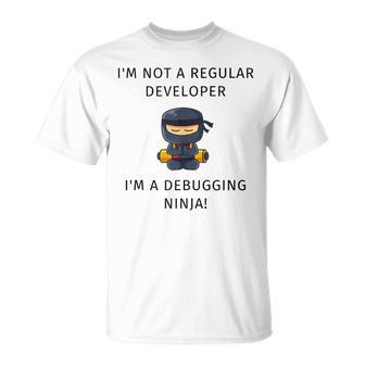 Programmer Coder Engineer Developer Debugging Ninja T T-Shirt | Mazezy