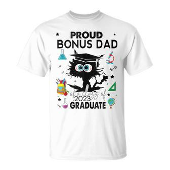 Proud Bonus Dad Of A Class Of 2023 Graduate Funny Black Cat Unisex T-Shirt