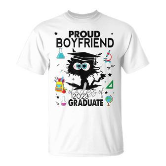 Proud Boyfriend Of A Class Of 2023 Graduate Funny Black Cat Unisex T-Shirt