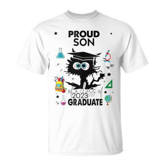 Proud Son Of A Class Of 2023 Graduate Cool Funny Black Cat Unisex T-Shirt