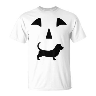 Pumpkin Basset Hound Dog Halloween T-Shirt | Mazezy