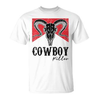 Punchy Cowboy Killer Bull Horn Vintage Western Cowgirl Rodeo Rodeo Funny Gifts Unisex T-Shirt | Mazezy
