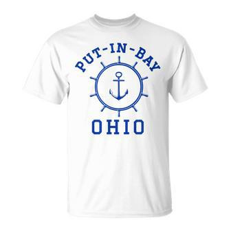 Put In Bay Ohio Anchor Ship Wheel Sailing Ship Unisex T-Shirt | Mazezy