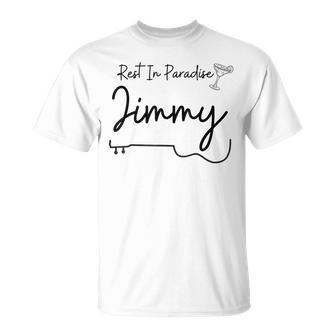 Rest In Paradise Jimmy Margarita Guitar T-Shirt - Monsterry