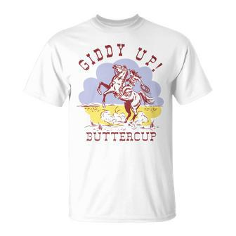 Retro Cowgirl Hold Your Horse Giddy Up Western Cowboy Gift Unisex T-Shirt | Mazezy