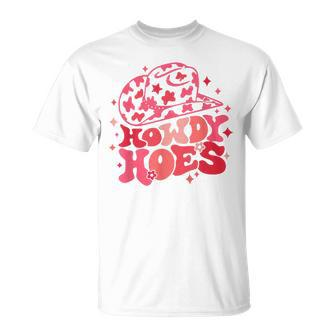 Retro Howdy Hoes Pink Leopard Cowboy Hat Cowgirl Western Unisex T-Shirt | Mazezy CA